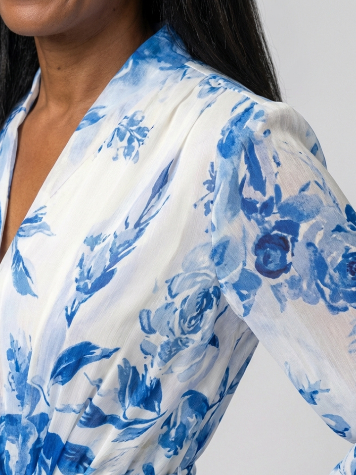 Lillian | Robe Maxi Enveloppante à Manches Longues Florale