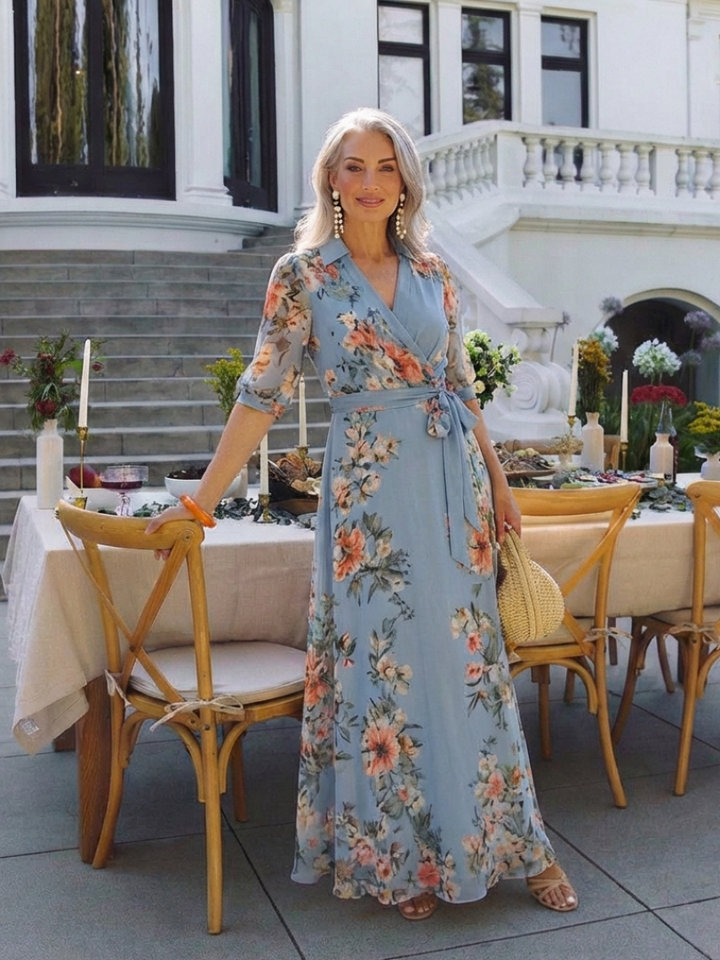 Elowen | Robe Maxi V Enveloppante à Imprimé Floral